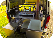 Close Up of Storage in Mobile Coffee Vendor's Van